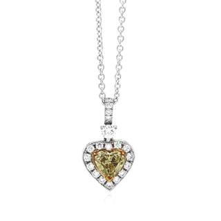 Natural Fancy Yellow Diamond Pendant Necklace, GIA Certified, in White Gold