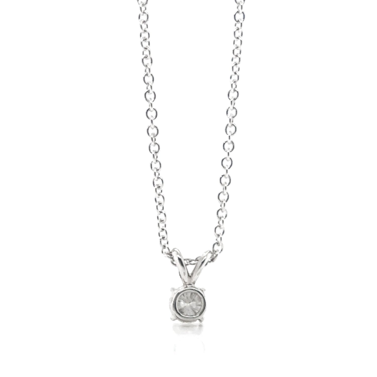 Natural Mined Round Diamond Solitaire Necklace Pendant White Gold