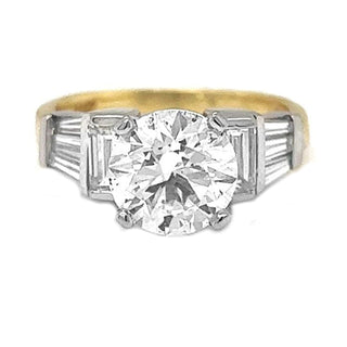 Natural Round and Baguette Cut Diamond, in Yellow Gold