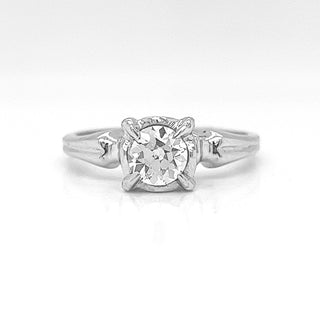 Natural Mined Old Euro Diamond Bridal Solitaire Ring White Gold