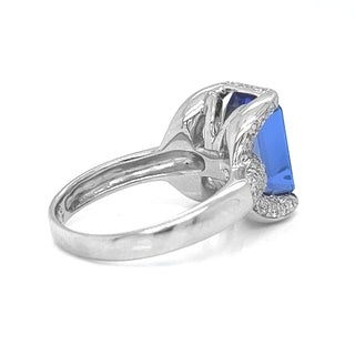 Natural Radiant Tanzanite and Diamond Ring, in Platinum