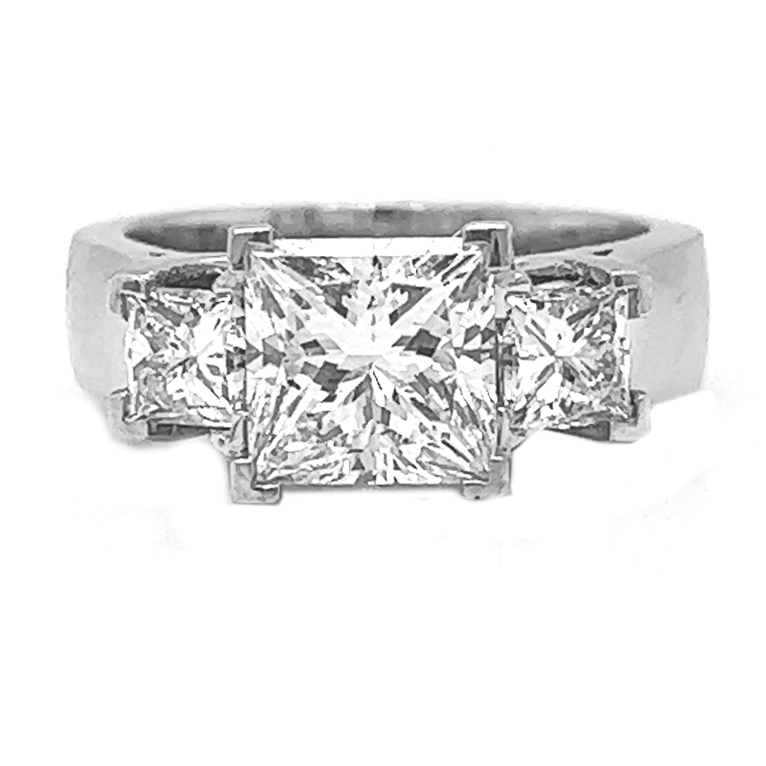 3.09 Carat Natural Mined GIA Certified Diamond Princess Platinum Ring