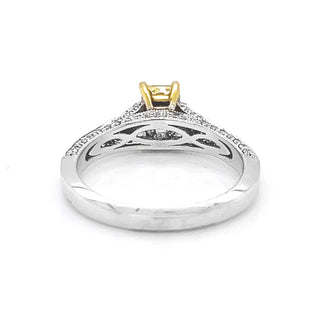 Natural Mined Radiant Fancy Yellow Diamond Bridal Ring White Gold