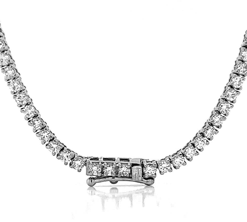 Natural Mined Round Diamond Tennis Necklace Single Line White Gold