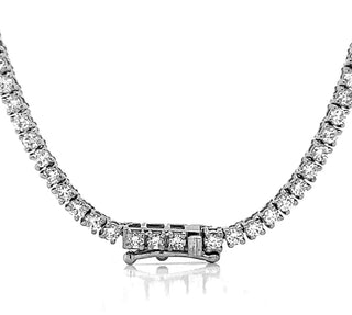 Natural Mined Round Diamond Tennis Necklace Single Line White Gold