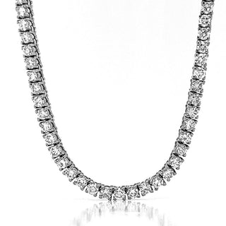 Natural Mined Round Diamond Tennis Necklace Single Line White Gold