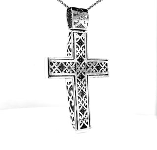 Natural Mined Diamond Cross Pendant 14KT White Gold