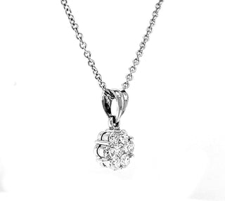 Natural Mined Diamond Illusion Cluster Pendant 14KT White Gold