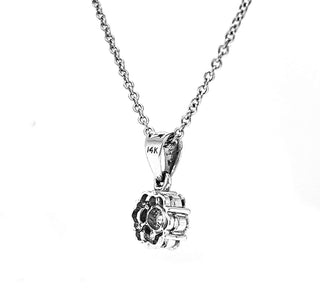 Natural Mined Diamond Illusion Cluster Pendant 14KT White Gold