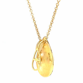 Natural Mined Diamond Leaf Cocktail Fancy Pendant 14KT Yellow Gold Necklace