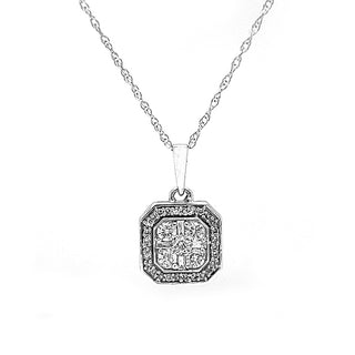 Natural Mined Diamond Cocktail Illusion Pendant 10KT White Gold