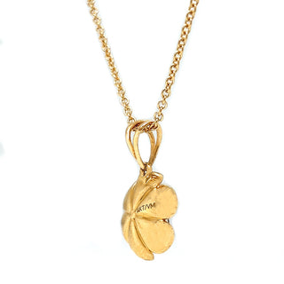 Natural Mined Diamond Flower Fancy Pendant 14K Yellow Gold Necklace