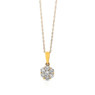 Natural Mined Diamond Cluster ILLUSION Pendant 14KT Yellow Gold