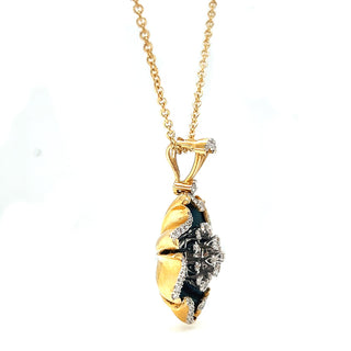 Natural Mined Diamond Cluster Floral Cocktail Fancy Pendant 14KT Yellow Gold Necklace