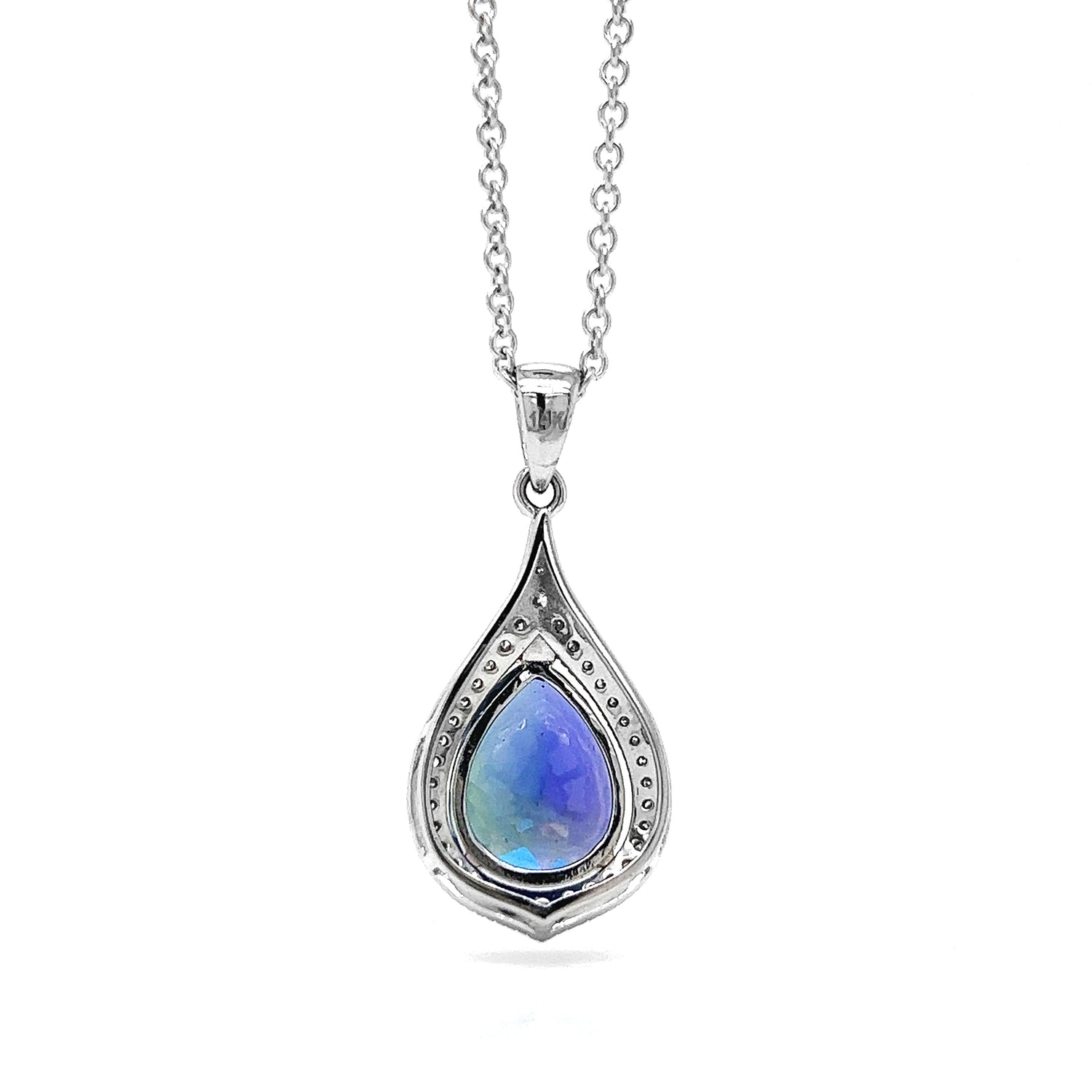 Natural Tanzanite and Natural Mined Diamond Cocktail Necklace Pendant White Gold