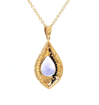 6.18 Carat Natural Mined Tanzanite Diamond Halo Pendant 14KT Yellow Gold