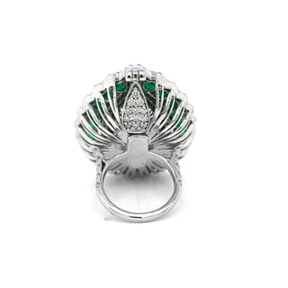 Natural Pear Cut Green Emerald with Natural Mined Diamond Halo Convertible to Pendant Ring White Gold AGL Cert