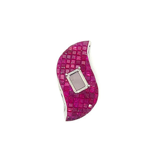 Semi Mount Pendant with Natural Ruby, in White Gold