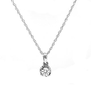 Natural Diamond Solitaire Pendant, in White Gold