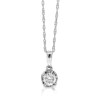 Natural Mined Diamond Solitaire Pendant 10KT White Gold