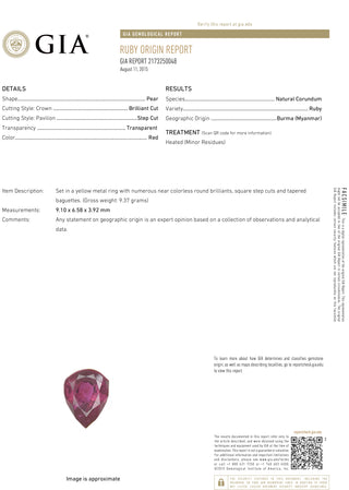 Natural Mined Pear Shaped Burmese Ruby with Rose Cut Natural Mined Diamond Bypass Ring Two-Tone Gold