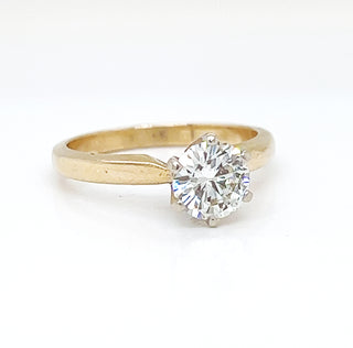 Natural Mined Round Diamond Solitaire Bridal Ring Yellow Gold