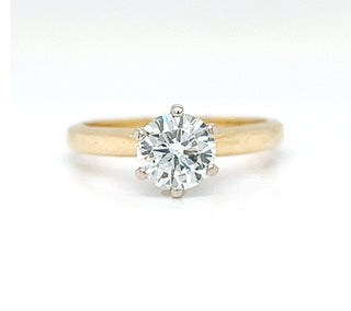 Natural Mined Round Diamond Solitaire Bridal Ring Yellow Gold