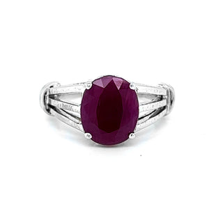 Natural Mined Ruby Solitaire Ring White Gold