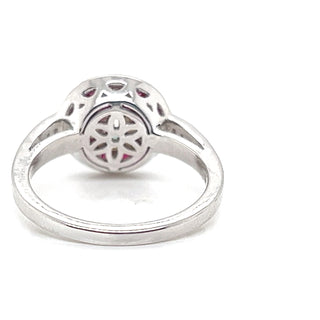 Natural Ruby Diamond Cocktail Ring, in White Gold