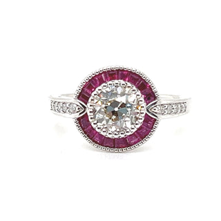 Natural Ruby Diamond Cocktail Ring, in White Gold