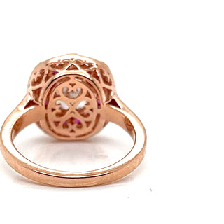 Natural Mined Ruby Diamond Cocktail Ring Rose Gold