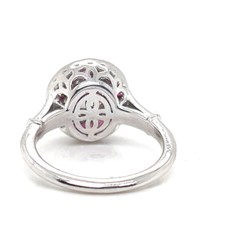 Natural Ruby Diamond Cocktail Ring, in White Gold