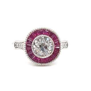 Natural Ruby Diamond Cocktail Ring, in White Gold