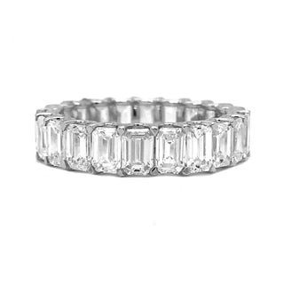 Natural Mined Emerald Cut Diamond Eternity White Gold Ring