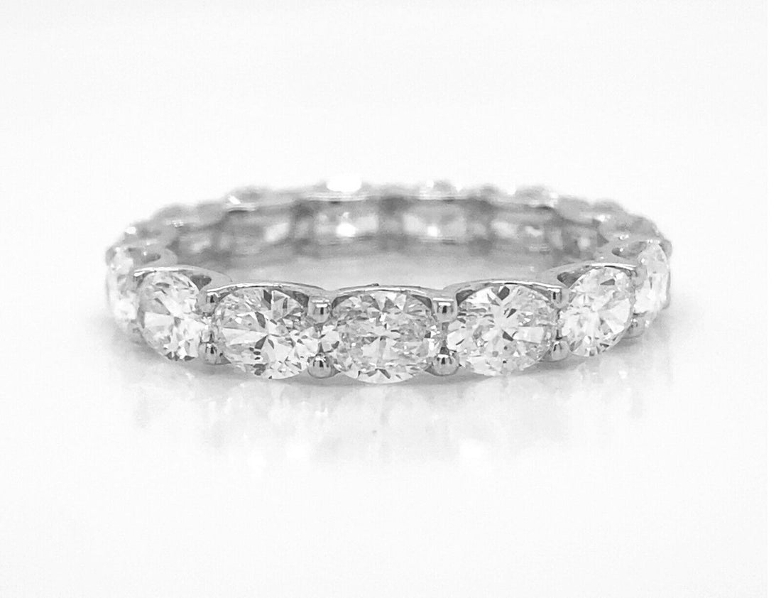 Natural Mined Oval Diamond White Gold Eternity Ring