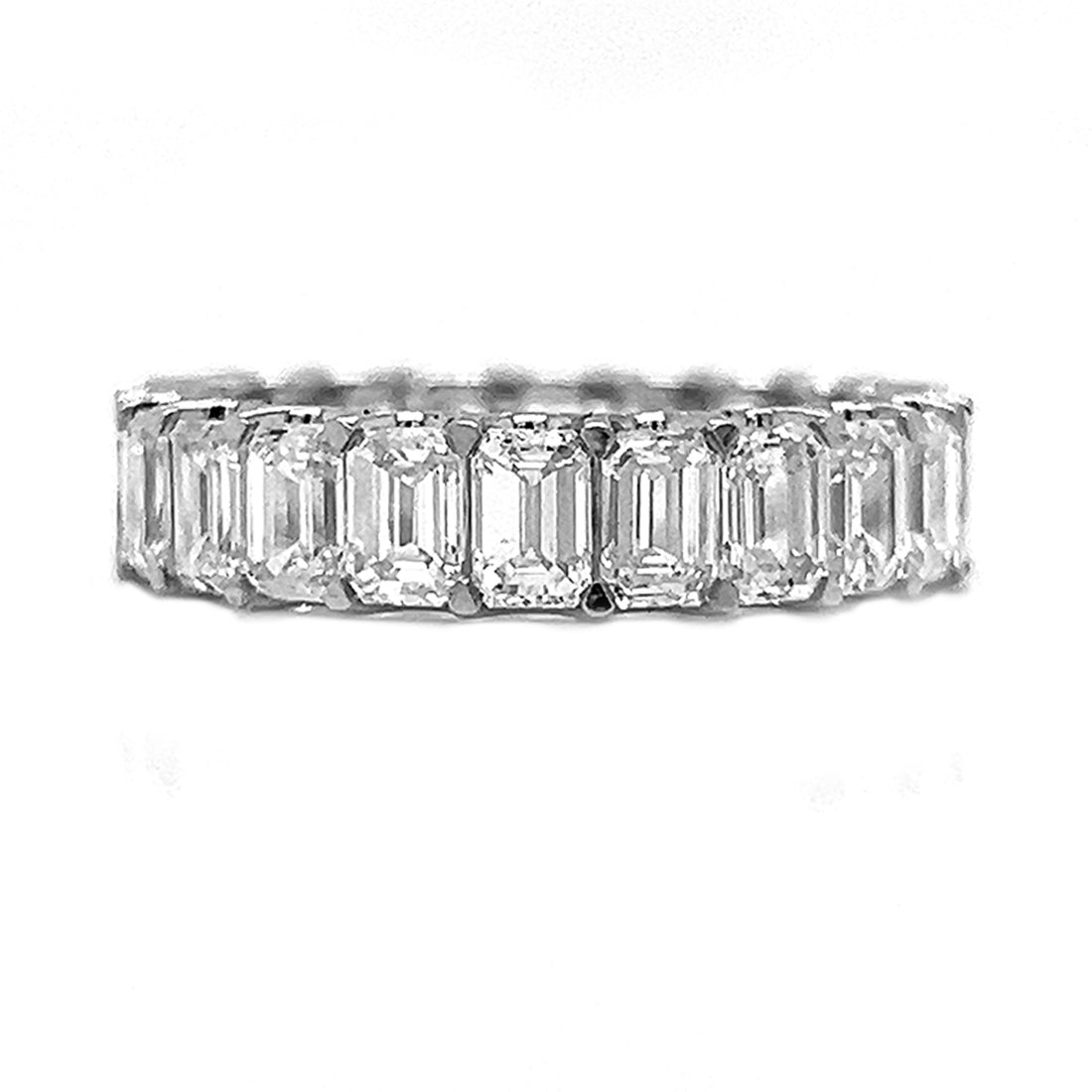 5.33 Carat Natural Mined Emerald Diamond Eternity Band 18KT White Gold