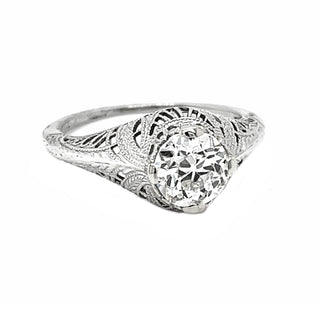 Natural Old Euro Diamond Solitaire Ring, EGL Certified, in White Gold