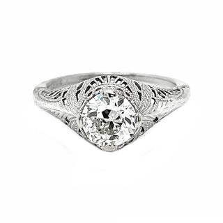 Natural Old Euro Diamond Solitaire Ring, EGL Certified, in White Gold