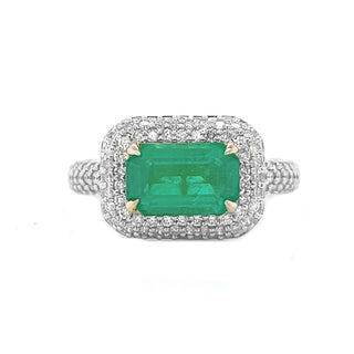 2.75 Carat Emerald Emerald Cut with Natural Mined Diamonds 14KT White Gold Ring