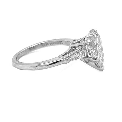 2.83 Carat Natural Mined Pear Diamond Solitaire Three Stone Platinum Ring