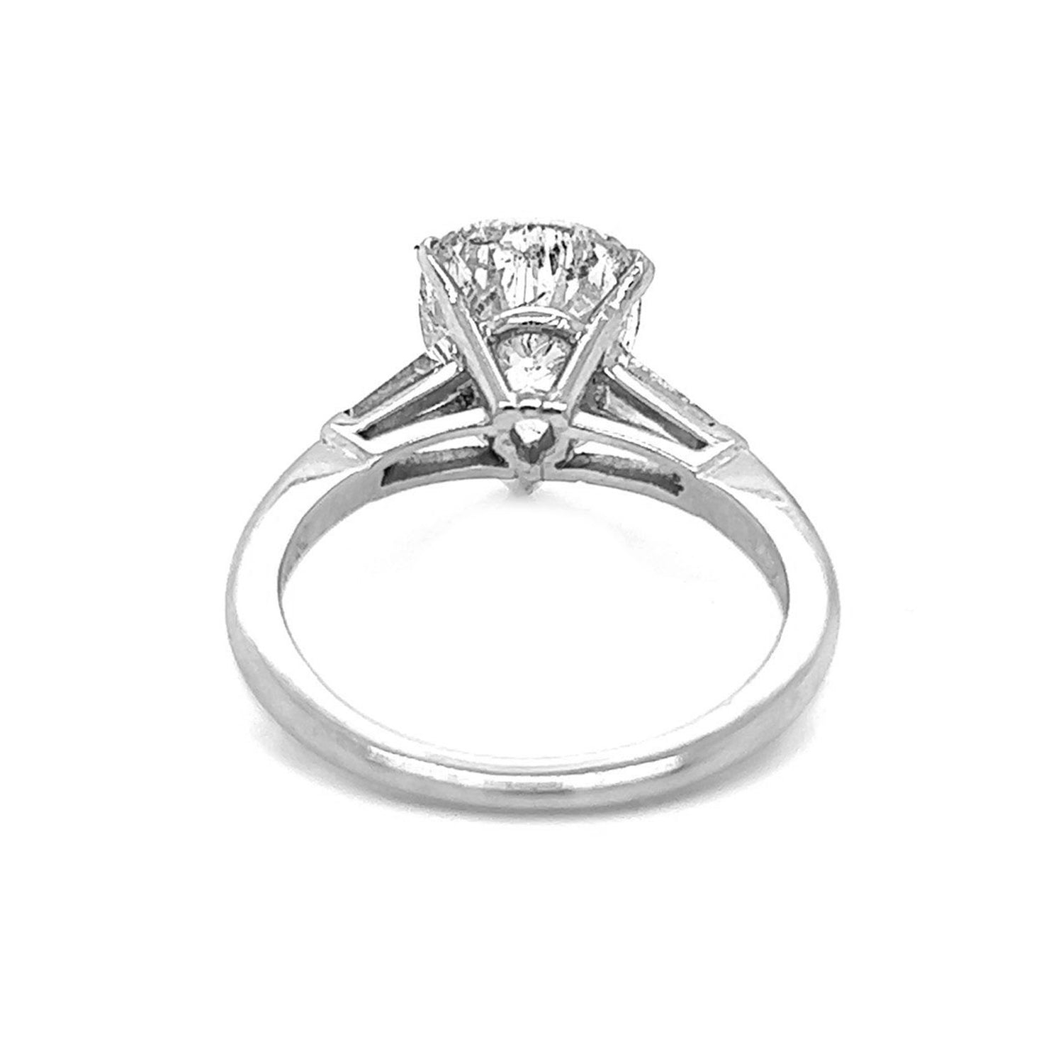 2.83 Carat Natural Mined Pear Diamond Solitaire Three Stone Platinum Ring