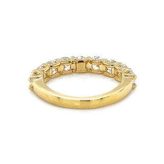 Natural Mined Round Cut Diamond Half Band 9 Stone Yellow Gold Ring