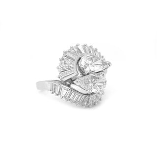 Natural Pear Shaped Diamond Yin Yang Cocktail Ring, in Platinum