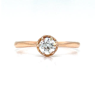 Natural Old Euro Diamond Solitaire Ring, in Rose Gold