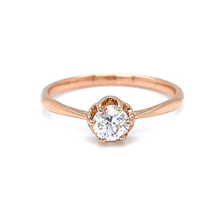 Natural Old Euro Diamond Solitaire Ring, in Rose Gold