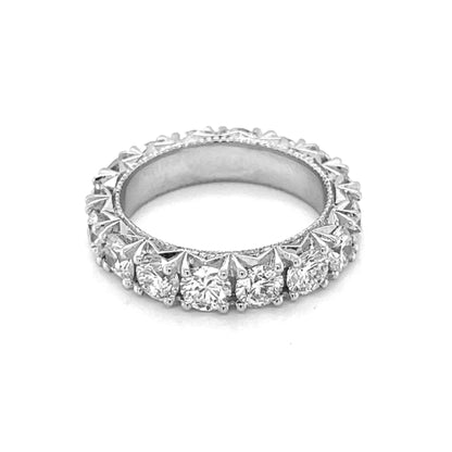 Natural Mined Round Diamond Art Deco French Pave Eternity Ring