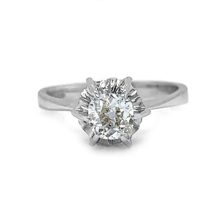 Natural Mined Old Miner Diamond Solitaire White Gold Ring