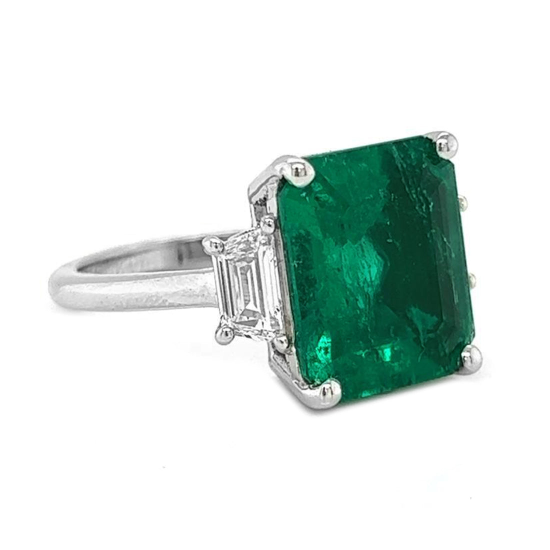 4.75 Carat Natural Mined GIA Certified Diamond Emerald Colombian Emerald 18KT White Gold