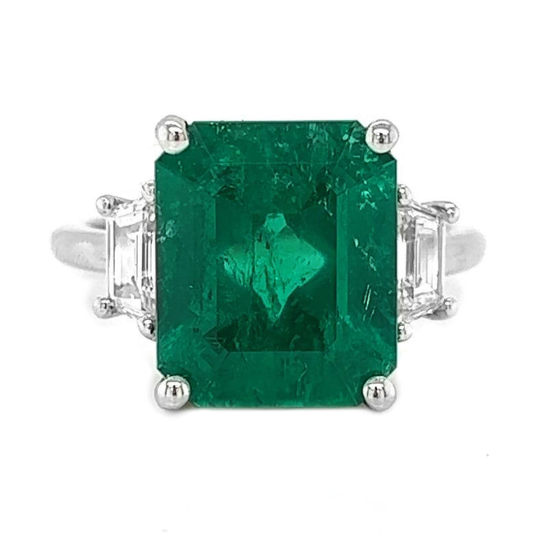 4.75 Carat Natural Mined GIA Certified Diamond Emerald Colombian Emerald 18KT White Gold