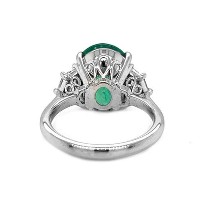 7.13 Carat Natural Mined Diamond Emerald Colombian Three Stone Emerald 18KT White Gold